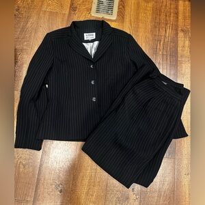 Kasper Black Pinstripe Two-Piece Pantsuit